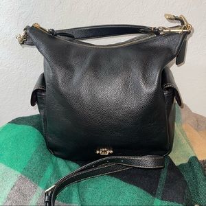 Coach Black Pennie Shoulder Bag Gold Accents